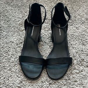 Amazon Black Open Toe Ankle Strap Chunky Heels